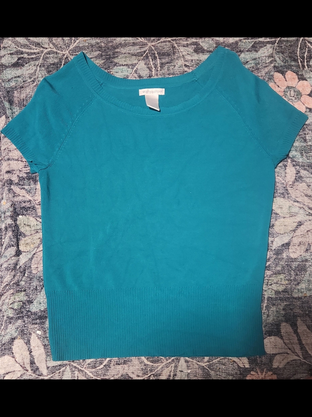 Worthington Teal Short Sleeve Knit Top